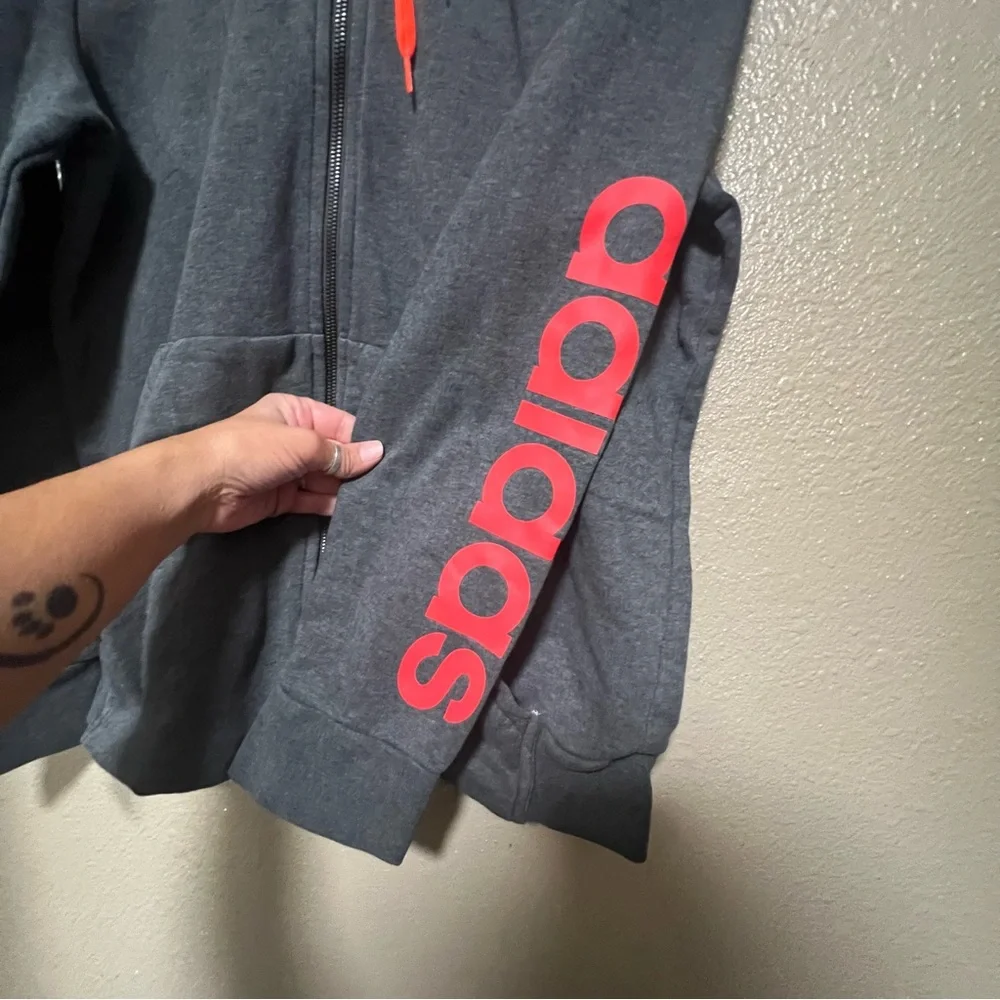 Adidas Full Zip Hoodie Sweatshirt Cotton Jacket Outdoor Activewear Run Gym